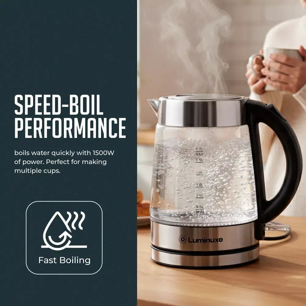Speed-Boil 1.7L Borosilicate Glass Electric Kettl