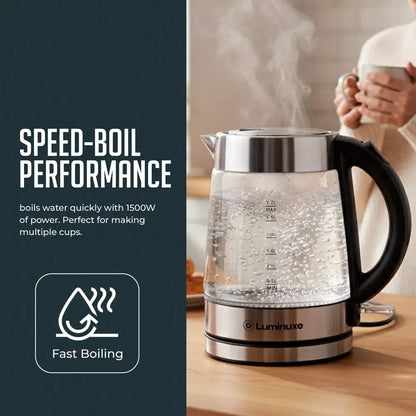 Speed-Boil 1.7L Borosilicate Glass Electric Kettl
