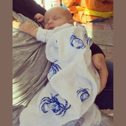 Blue Crab Baby Muslin Swaddle Blanket