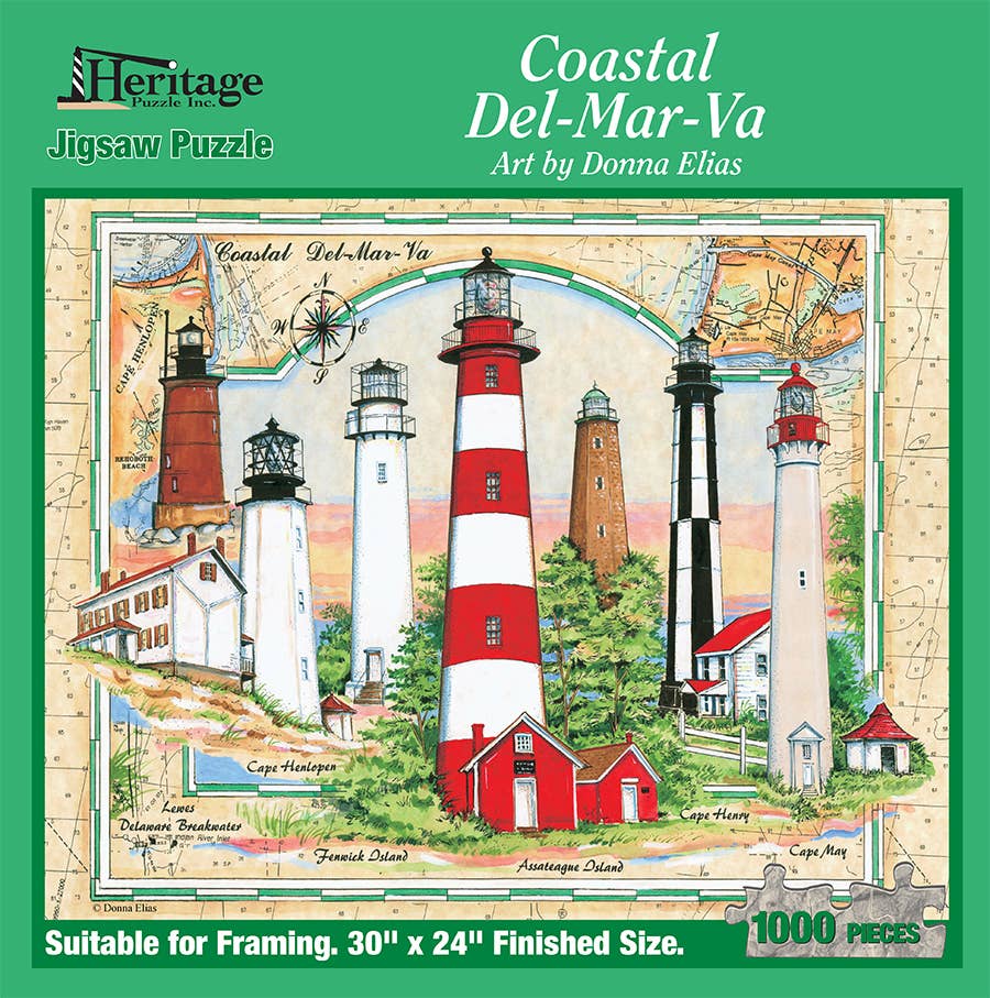 Heritage Puzzle - Coastal Lighthouses of Del-Mar-Va  1000 Piece Puzzle