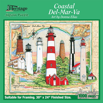 Heritage Puzzle - Coastal Lighthouses of Del-Mar-Va  1000 Piece Puzzle