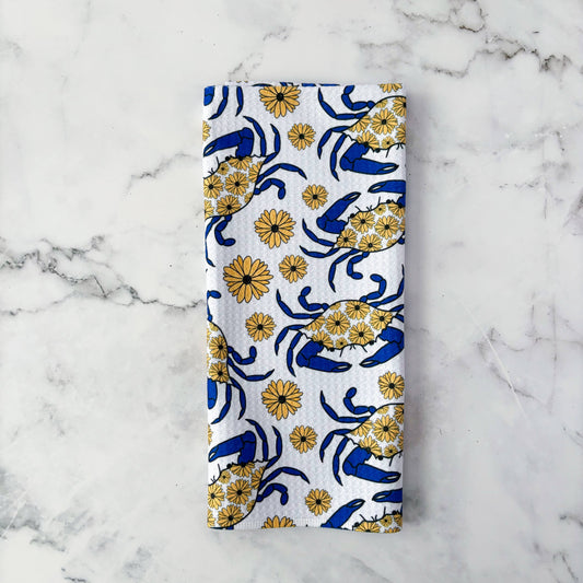 Jami Creates - Maryland Blue Crab Patterned Waffle Kitchen Dish Towel: Without a band