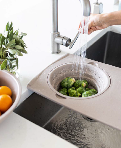 Dexas - Over The Sink Strainer Board: White / Gray / 12.5"x22.75"