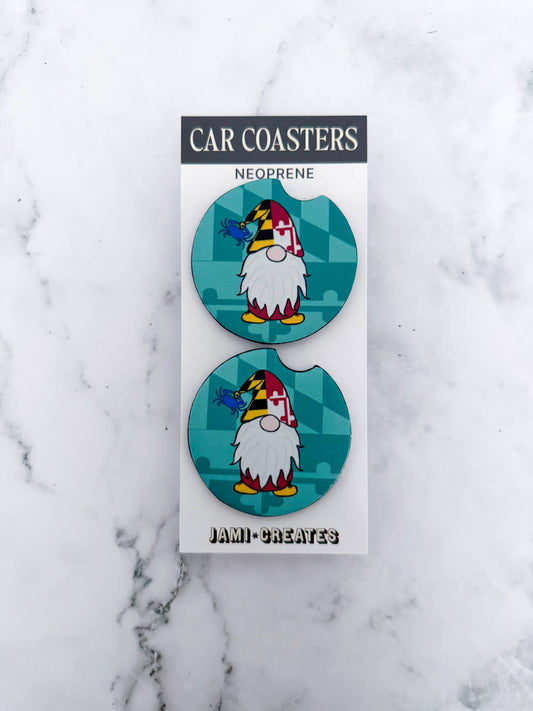 Jami Creates - Teal Maryland Gnome Car Coasters