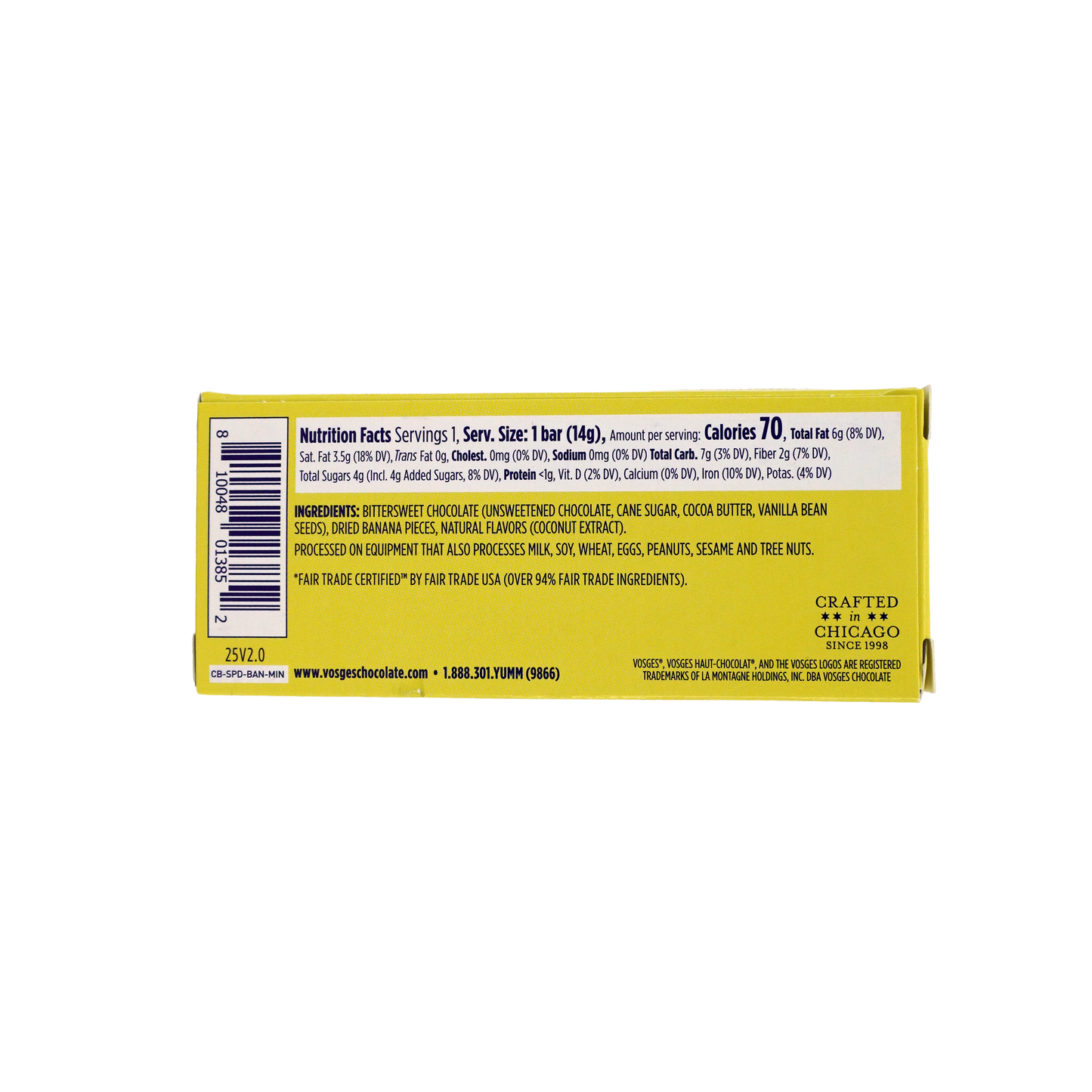 Mini Dark Chocolate Bar w/ Banana & Coconut - Gourmet
