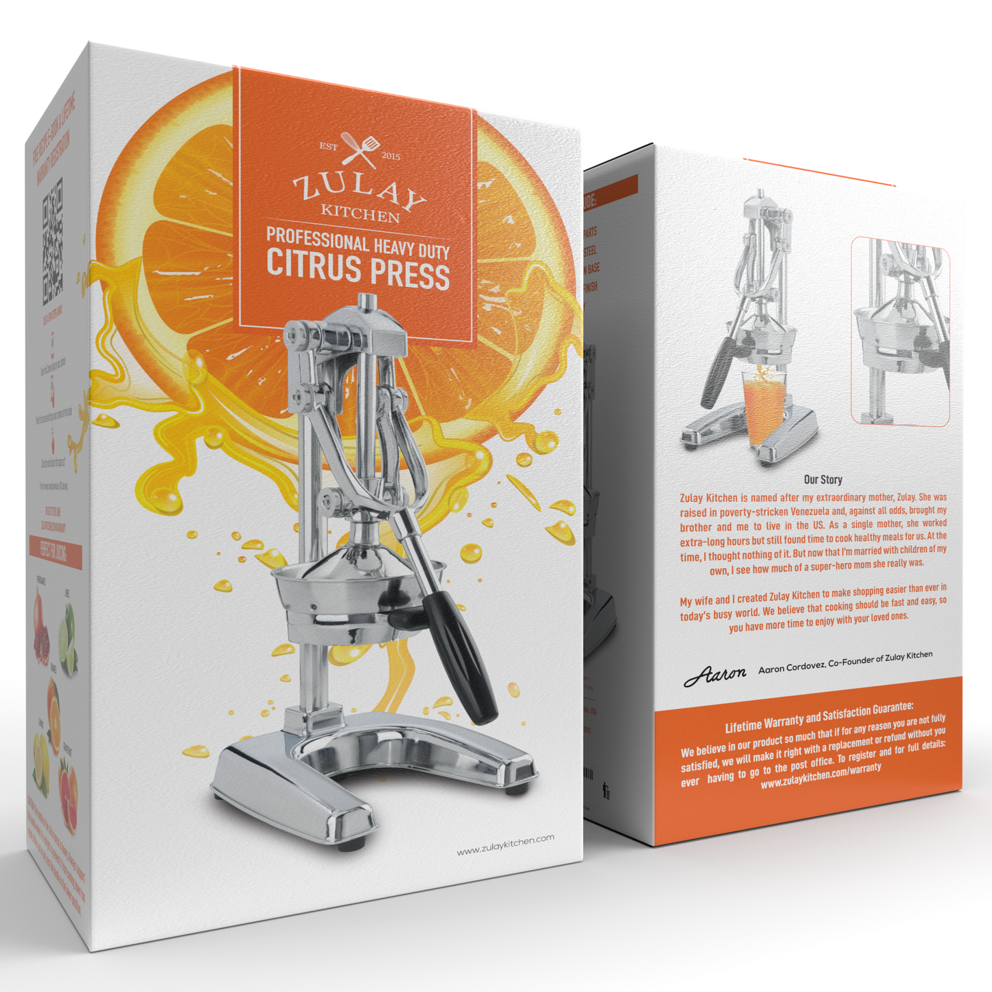 Zulay Kitchen - Professional Manual Citrus Press - Extra Tall Citrus Juicer: Extra Tall Chrome Finish