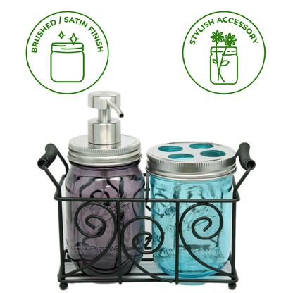 Mason Jar Lifestyle - Satin / Brushed Finish Soap Pump Dispensers for Mason Jars: Threaded galvanized / Wide mouth / #2