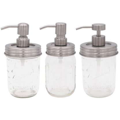 Mason Jar Lifestyle - Satin / Brushed Finish Soap Pump Dispensers for Mason Jars: Threaded galvanized / Wide mouth / #2