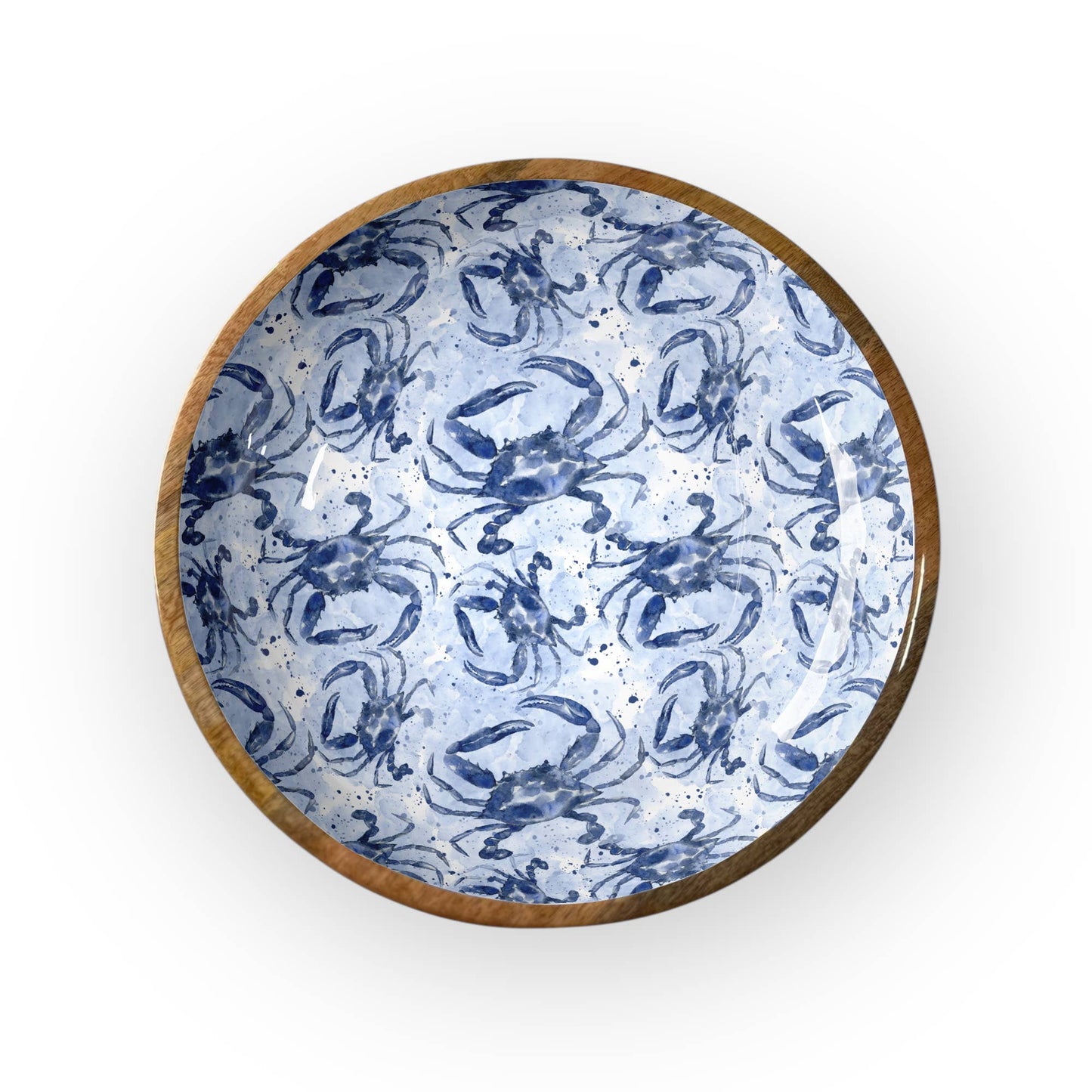 Blue Watercolor Crab Shallow 10"