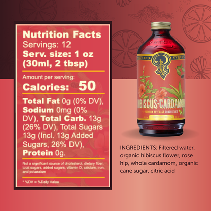 Portland Syrups | Hibiscus Cardamom Syrup 12oz  - cocktail / mocktail mixer