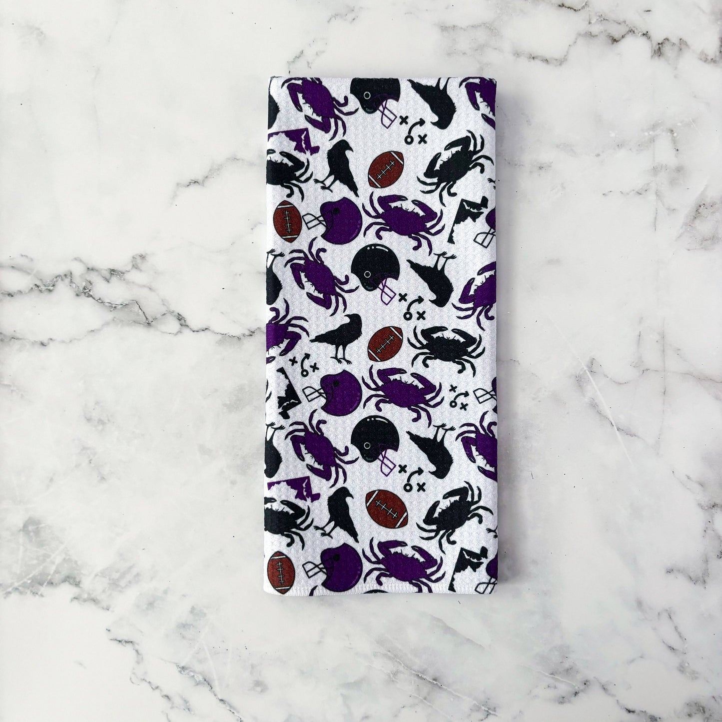 Jami Creates - Baltimore Ravens Patterned Waffle Kitchen Dish Towel: Without a belly band