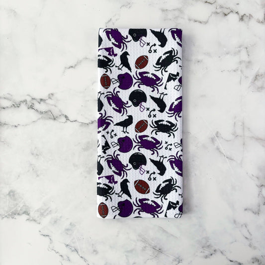 Jami Creates - Baltimore Ravens Patterned Waffle Kitchen Dish Towel: Without a belly band