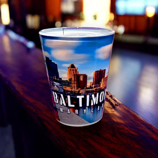 Baltimore Day Skyline Full Wrap Shot Glass