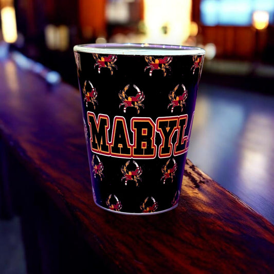 MD Flag Small Crabs Maryland Black Shot Glass