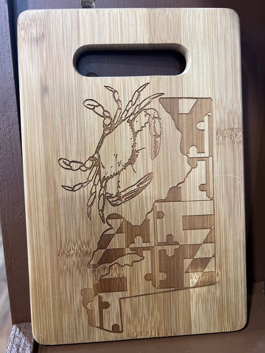 Maryland State Flag w/Crab (Bar Sized) Cutting Board