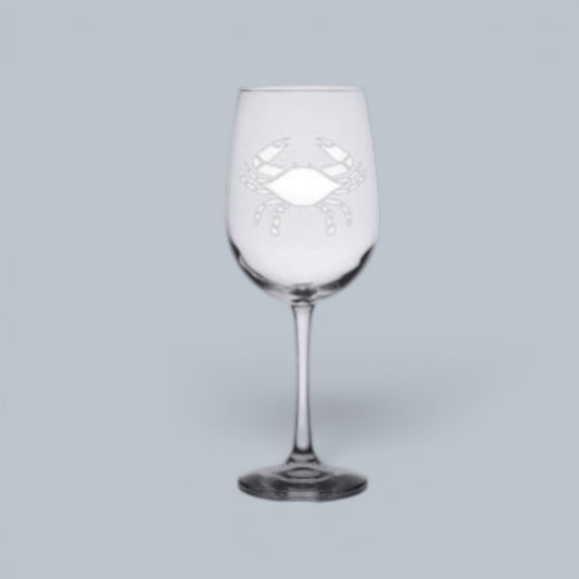 Single Crab Engraved Wine Glass