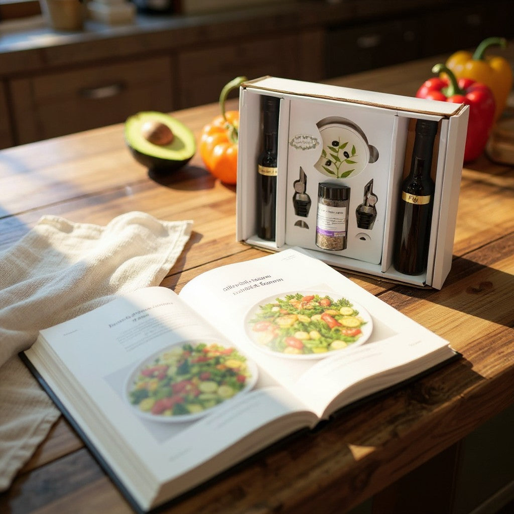 Ultimate Herb Delight Gift Set featuring herb-infused olive oils and premium seasoning blends, beautifully packaged for gifting.