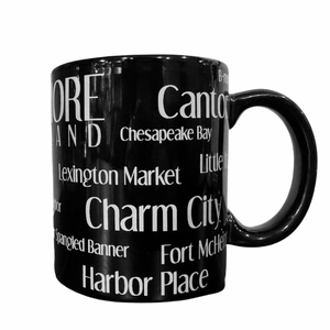 Baltimore Maryland Type Wrap Black Mug