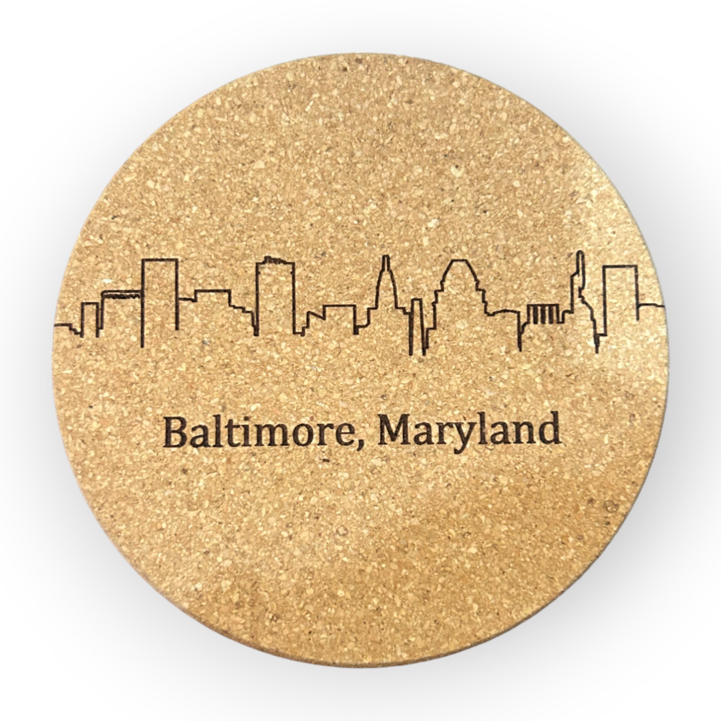 Leroy Cork Coasters Baltimore thin line skyline