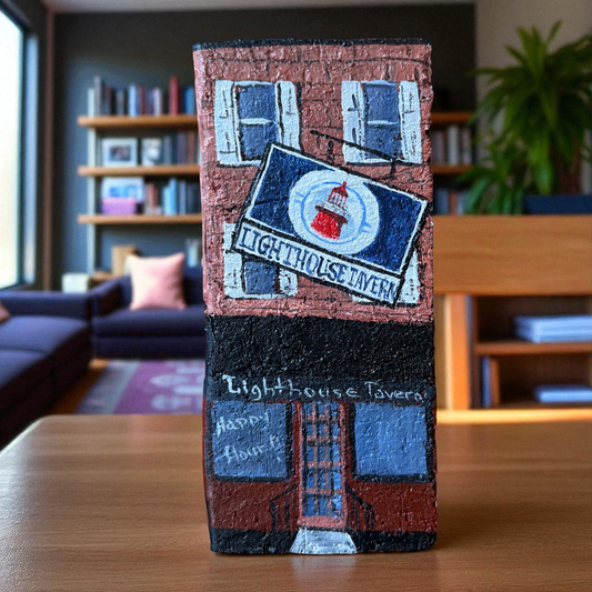 Linda Amtmann Hand Painted Brick-  Lighthouse