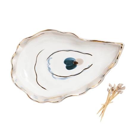 Mud Pie Small Oyster Platter & Pick Set