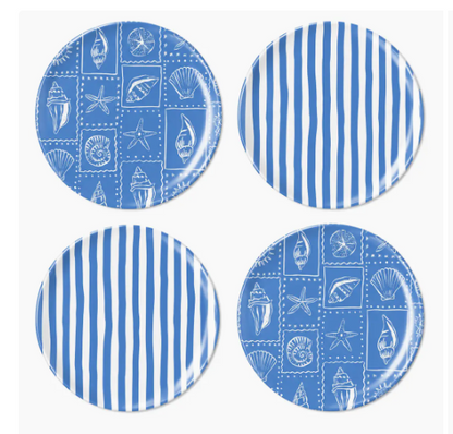 8" Vitamin Sea Shell Shatterproof Plates (Set of 4 Plates)