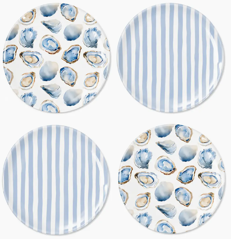 8" Oyster Beach House Shatterproof Plates (Set of 4 Plates)