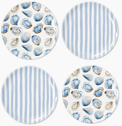 8" Oyster Beach House Shatterproof Plates (Set of 4 Plates)