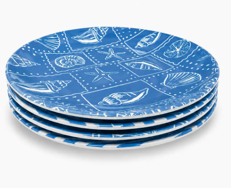 8" Vitamin Sea Shell Shatterproof Plates (Set of 4 Plates)
