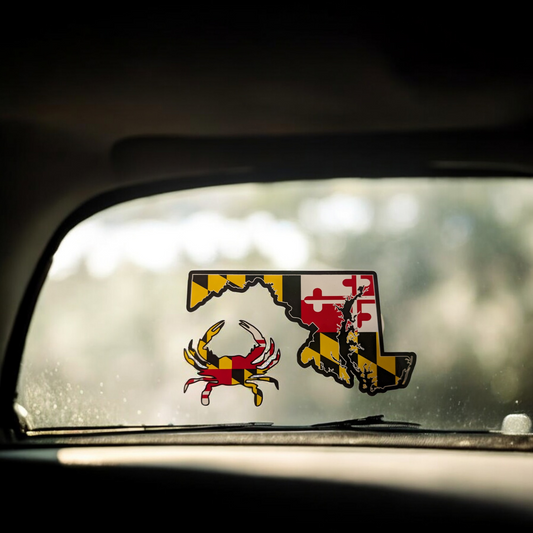 Die Cut Maryland Flag Crab And State Outline Sticker
