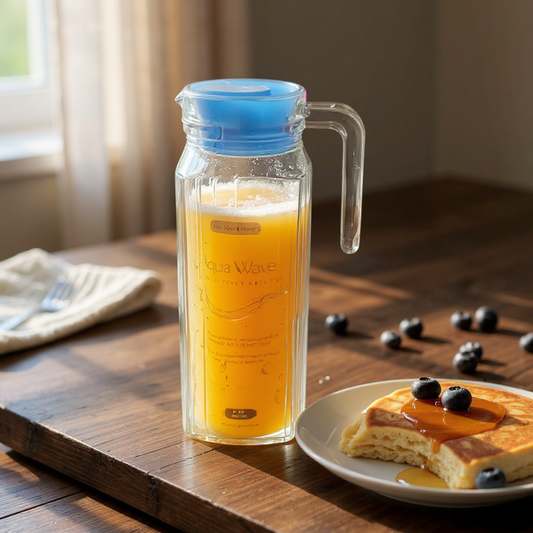 Aqua Wave Carafe – Textured Glass Water or Wine Pitcher