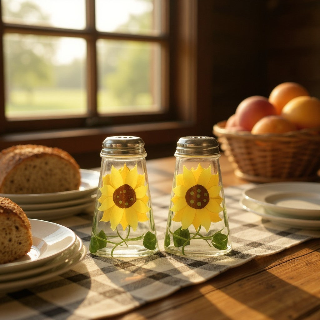 Sunflower Field Seasoning Shakers – Hand-Painted Glass