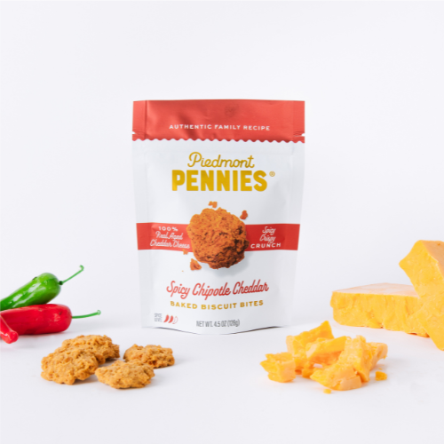 Piedmont Pennies - Spicy Chipotle Cheddar Cheese Crackers, Pouches