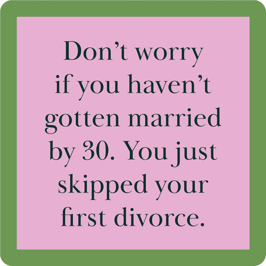 Drinks on Me - COASTER First Divorce | Funny Party Gift | Home Bar Decor