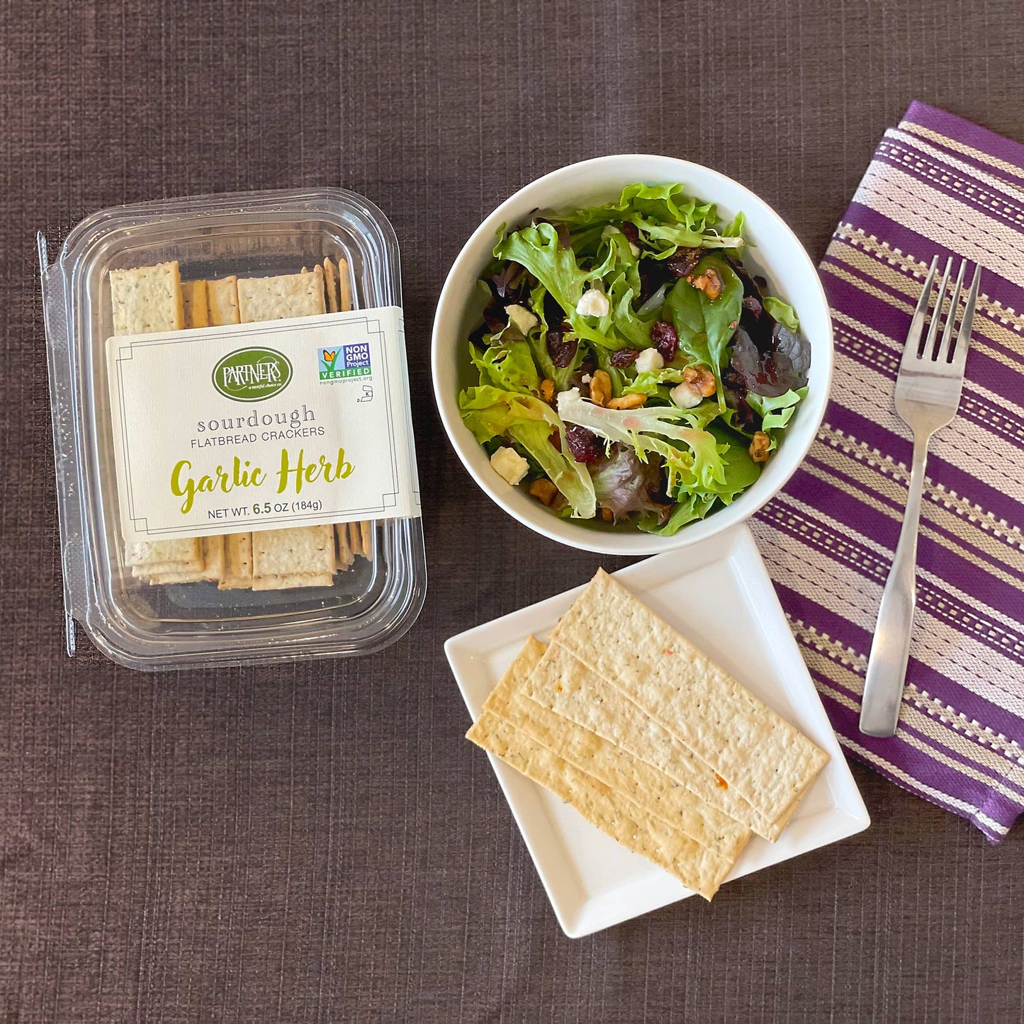 Partners Crackers - Partners Sourdough Garlic Herb Flatbread Crackers