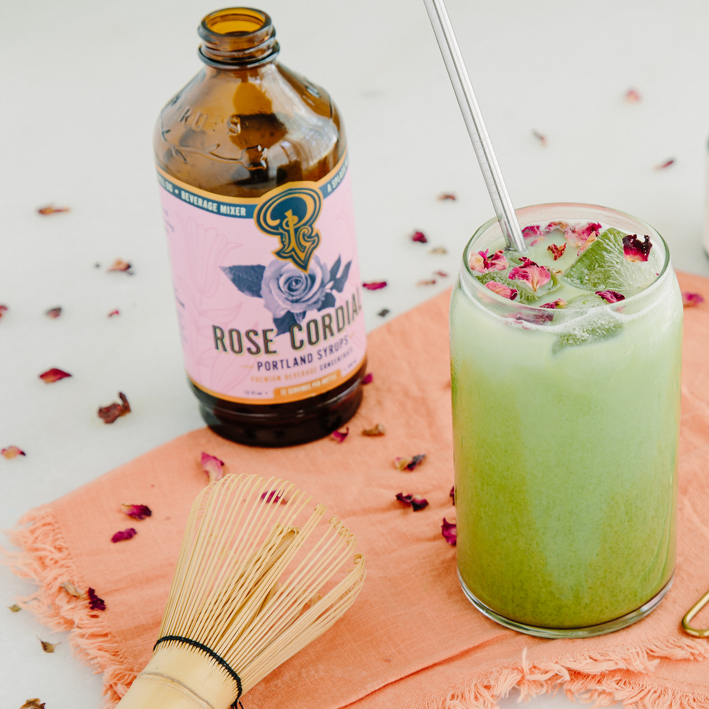 Portland Syrups | Rose Cordial Syrup 12oz - cocktail / mocktail beverage mixer