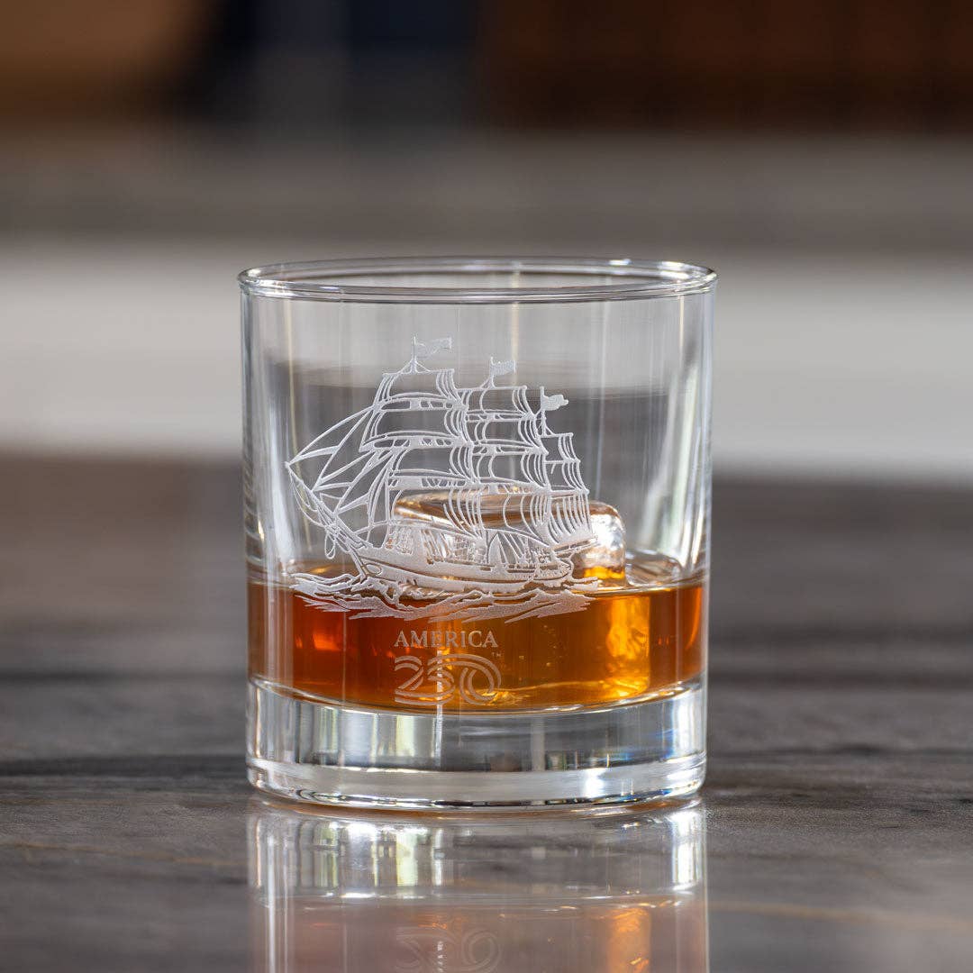 America250™ Tall Ship 10oz On the Rocks Whiskey Glass