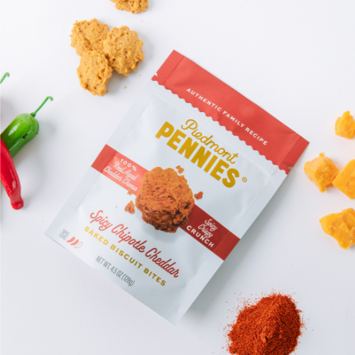 Piedmont Pennies - Spicy Chipotle Cheddar Cheese Crackers, Pouches