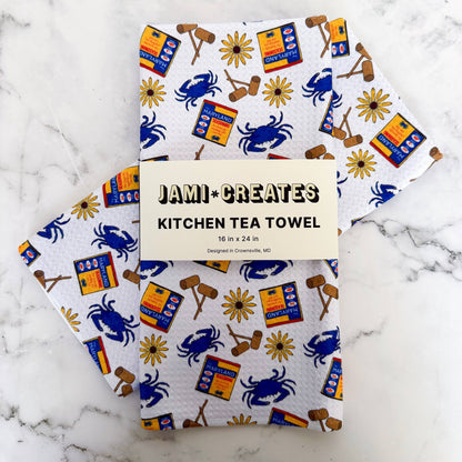 Maryland Seasoning Crab Feast Kitchen Dish Towel