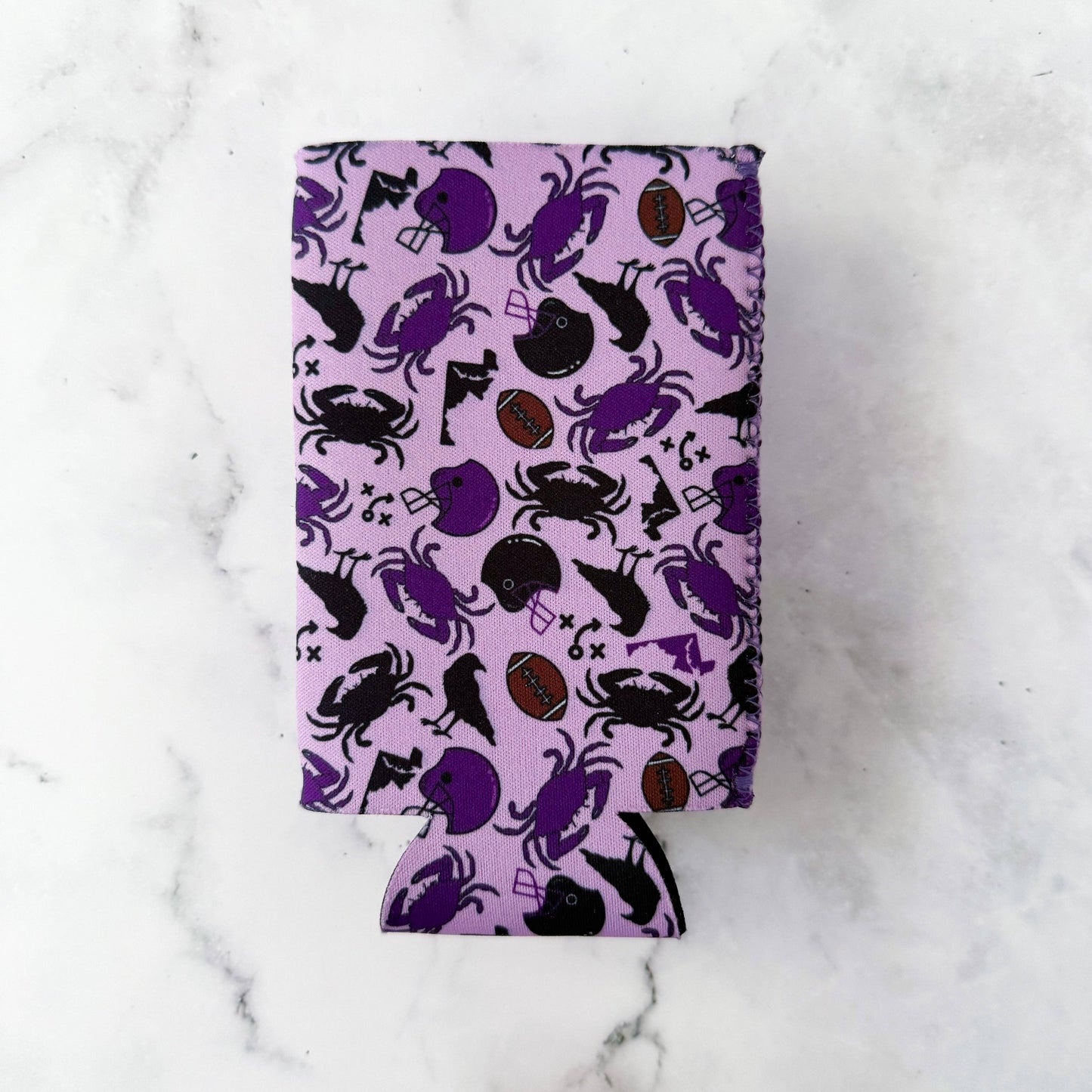 Jami Creates -Skinny Baltimore Ravens Football Patterned Skinny Can Cooler Koozie