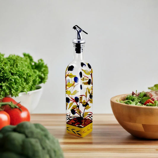 Athens Olives Hand Painted Glass Cruet