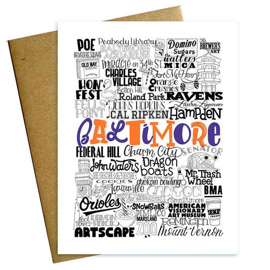Maggie Moore Studio - Baltimore Maryland Typographic Greeting Card - Style II
