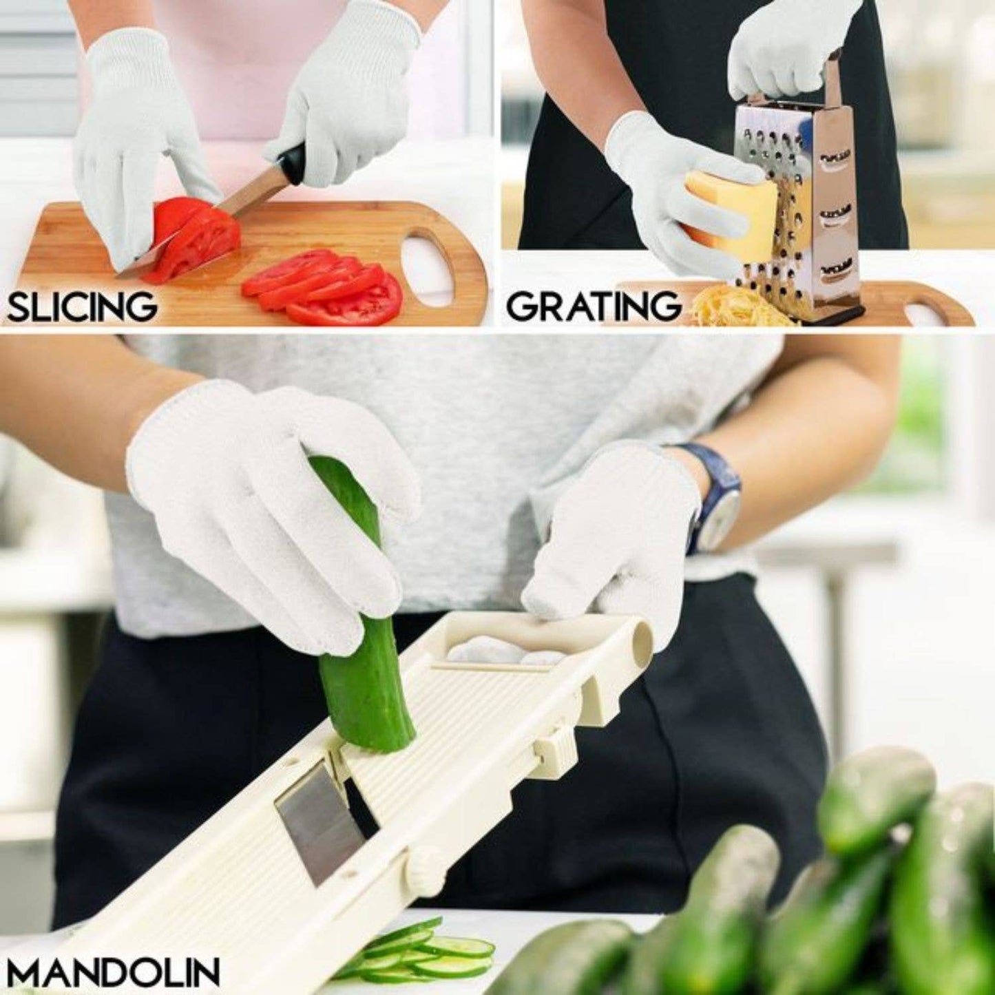 Zulay Kitchen - Cut Resistant Gloves Level 5 Protection - Medium: White