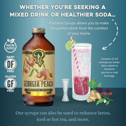 Portland Syrups | Georgia Peach Syrup 12oz - cocktail / mocktail / Coffee /Tea