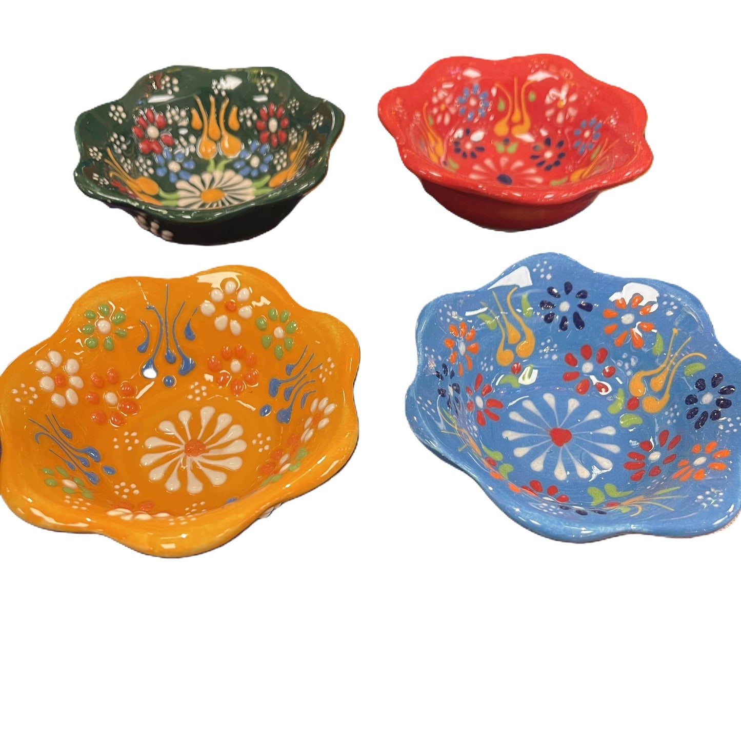Import Corner - 39682: 2" ROUND CERAMIC EMBOSSED DAISY BOWL