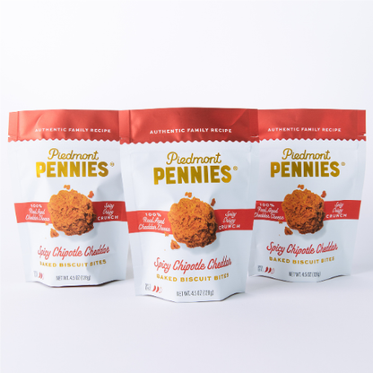 Piedmont Pennies - Spicy Chipotle Cheddar Cheese Crackers, Pouches