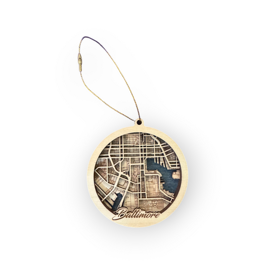 Leroy Christmas Ornaments 3D Baltimore Grid Map