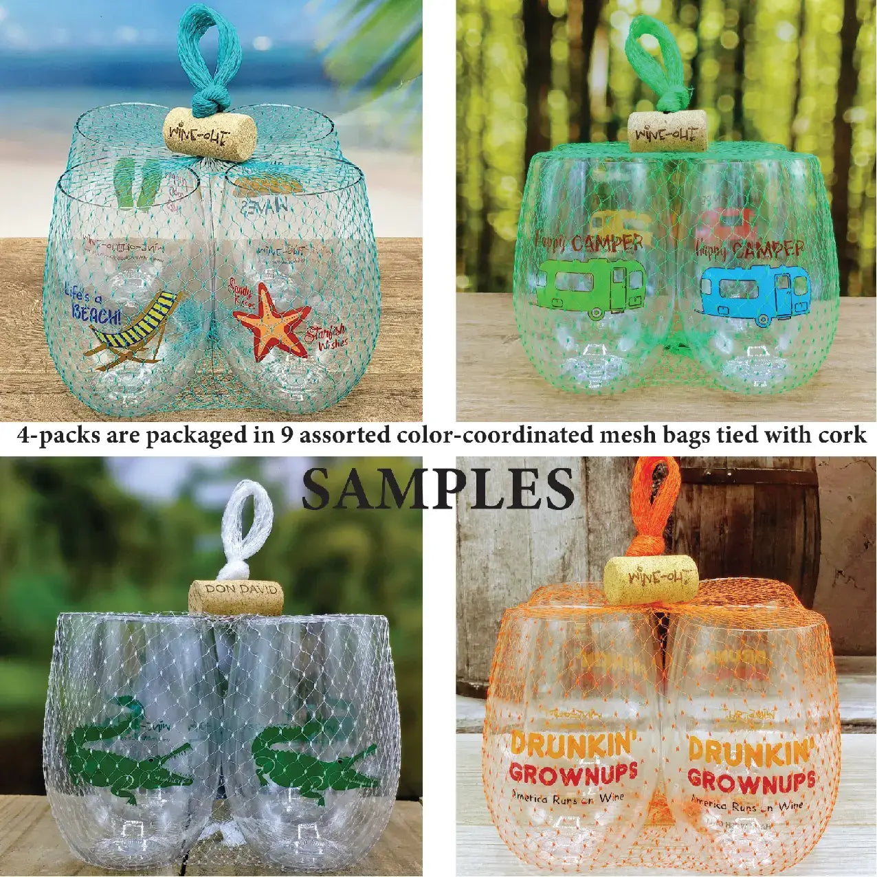 PICKLEBALL Shatterproof Wine Glasses: 4pk