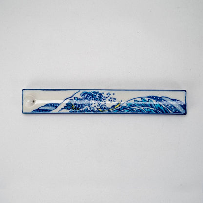 Handpainted Great Wave Ceramic Incense Holder
