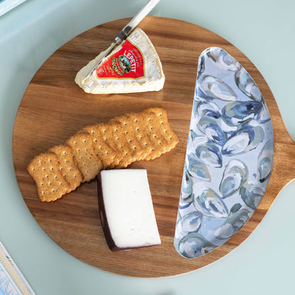Wooden Serving Tray - Pewter Shells